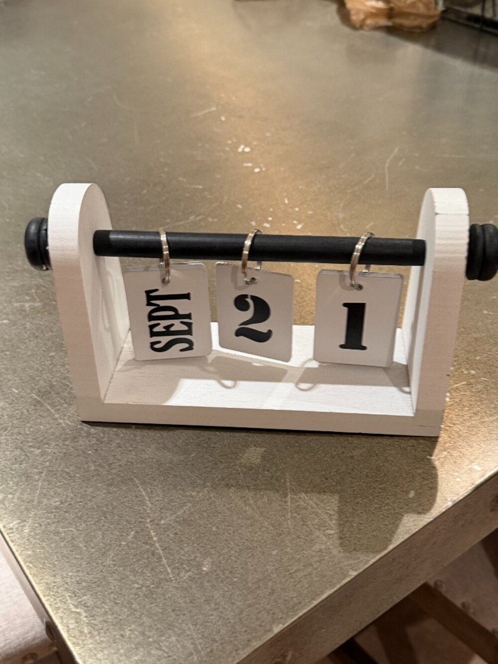 Farmhouse Style Calendar Wood White with Black Lettering